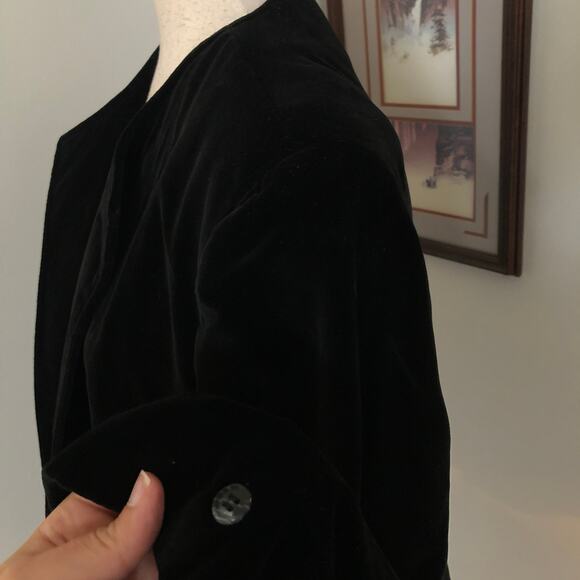 VTG 90s Cassandra Black Velvet Blazer Made in Japan Size 40 Medium Quiet Luxury - Picture 6 of 12